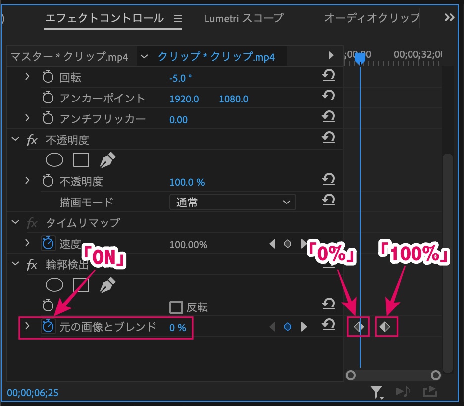 輪郭検出の設定(アニメーション)