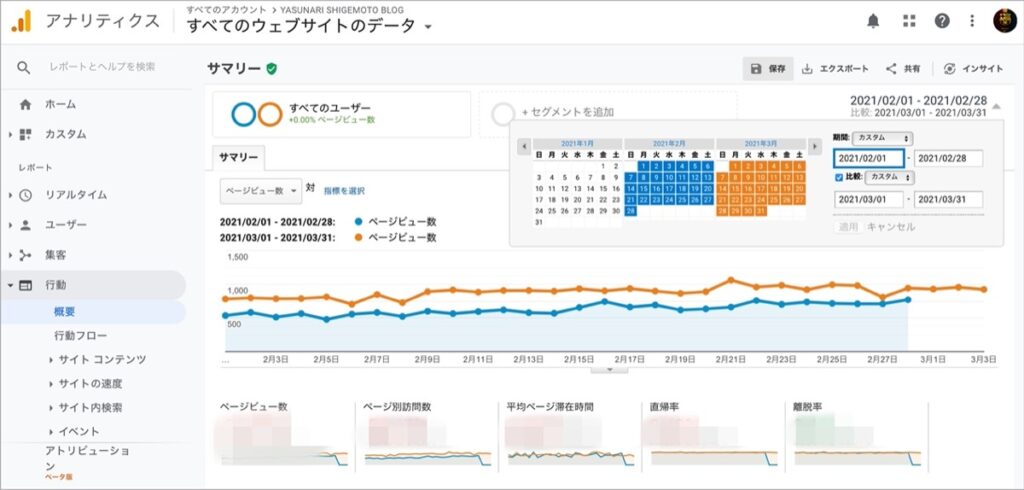 Googleアナリティクス-データ比較